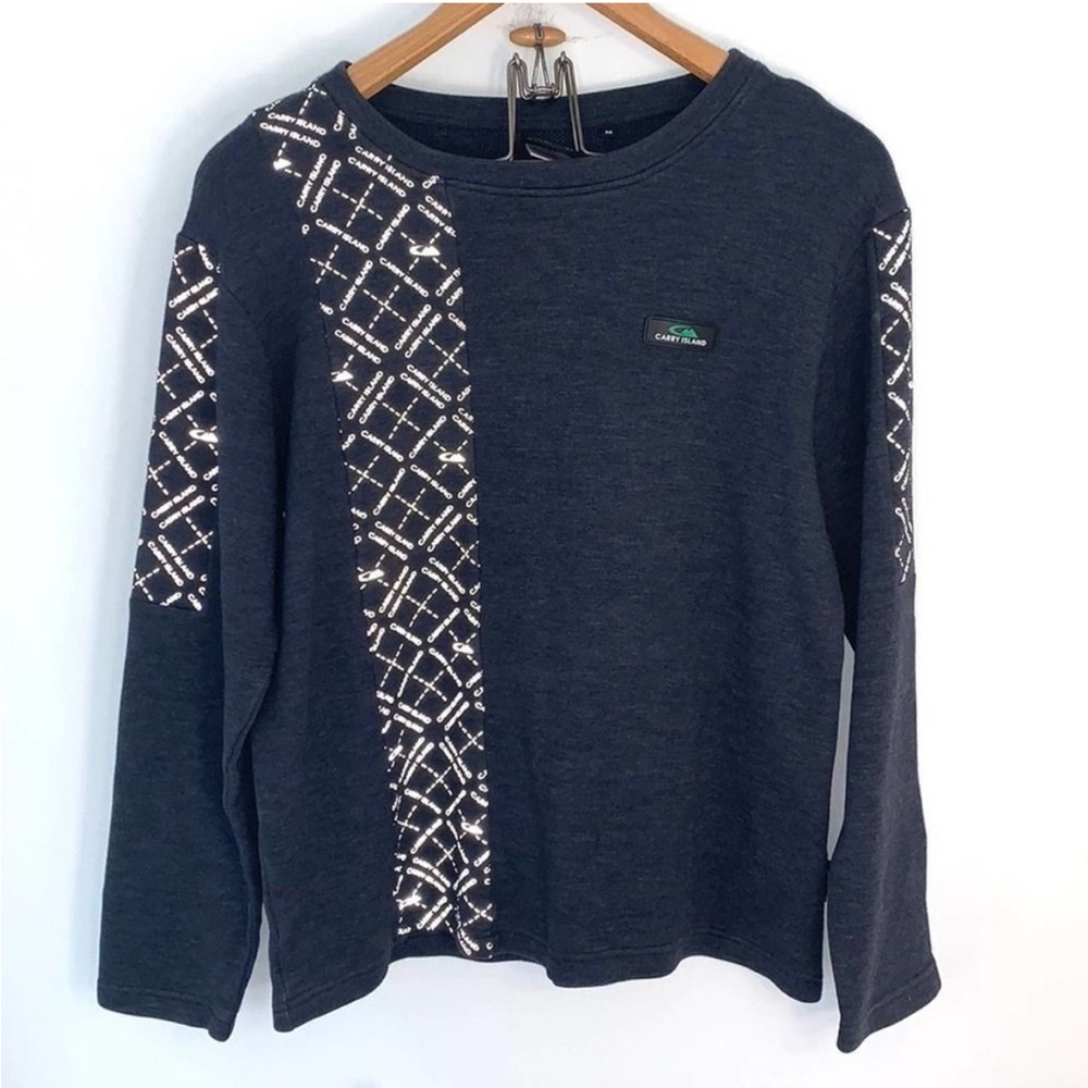 Carry Island Reflective Wear Bluish Gray Crewneck Knit Top Size Medium - Picture 2 of 6